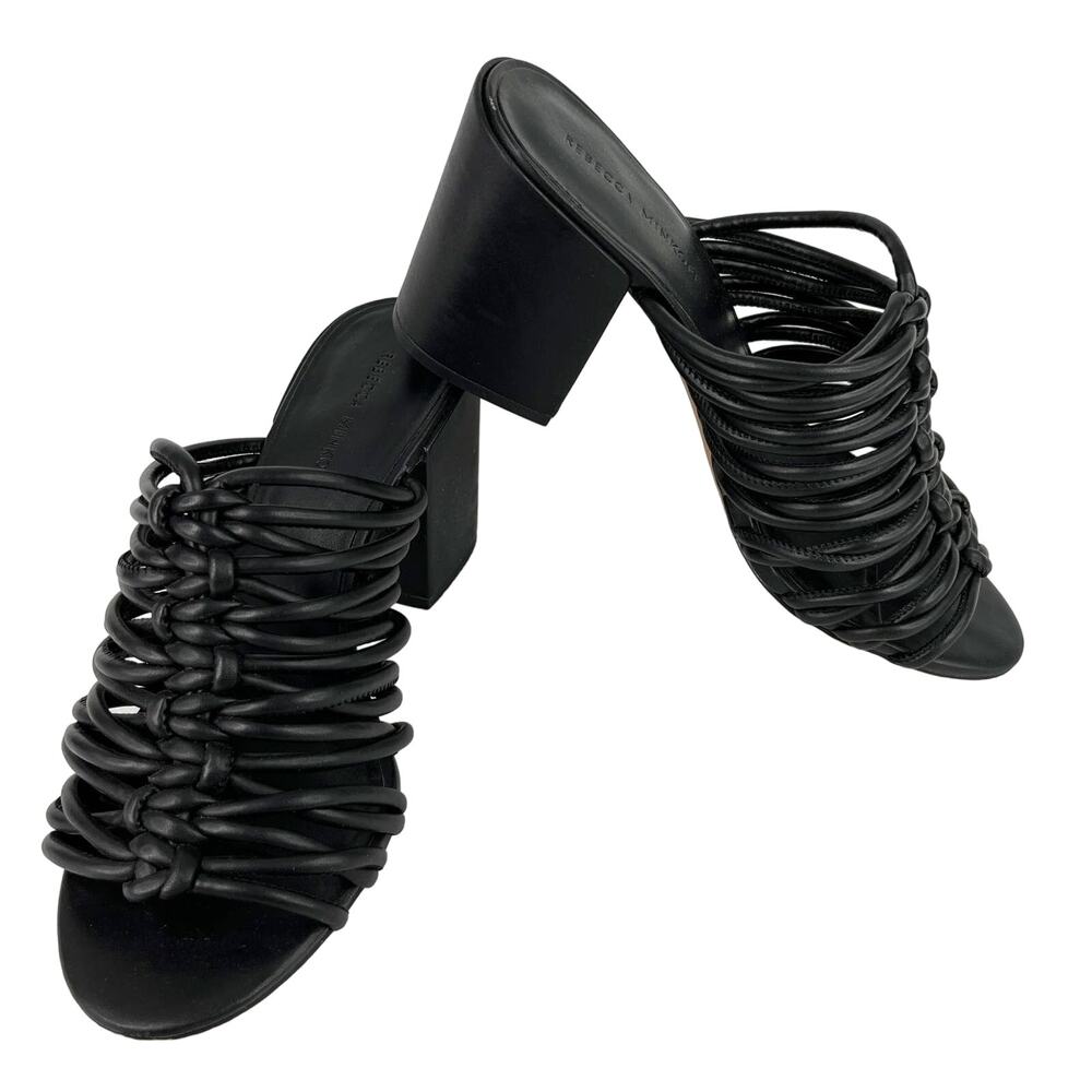 Rebecca Minkoff Calanthe Black Sandal 8.5M Strappy Slip On 3" Heel